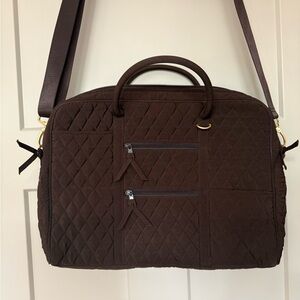 Brown Quilted Vera Bradley Laptop Bag with Adjustable Strap